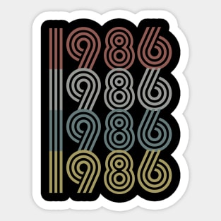 1986 Birth Year Retro Style Sticker